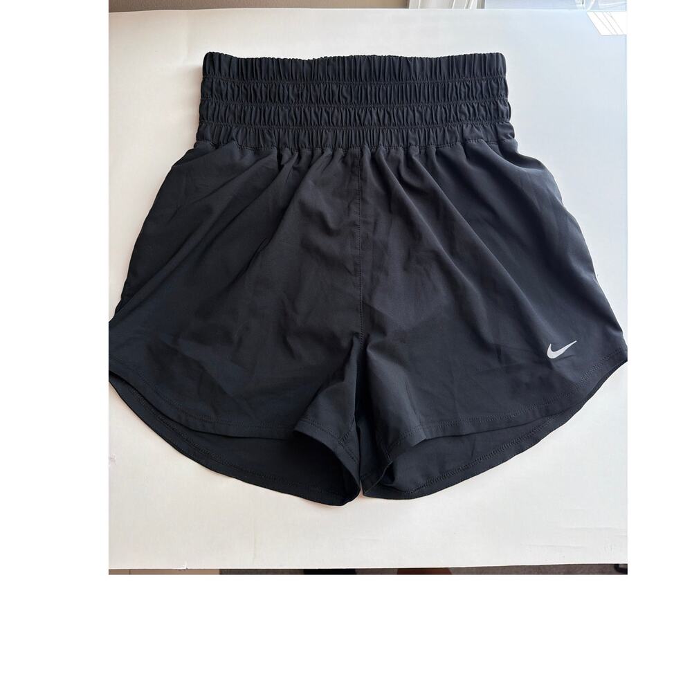 Nike Black High-Waisted Shirred Running Shorts Size Small